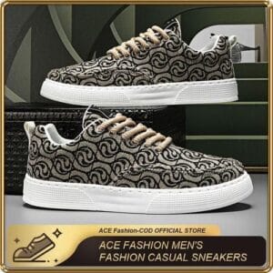 ASHION Men's Abstract Print Canvas Sneakers