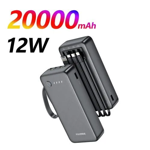 2026/04/1001090863.jpg FOOMEE 20000mAh Ultra Slim Power Bank, Built-in 3-in-1 Cable & 4 Input, LED Light
